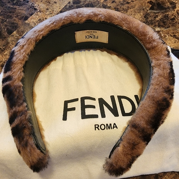 GORGEOUS - Fendi FF, Zucca Shearling, Brown and Black Headband - Picture 5 of 9